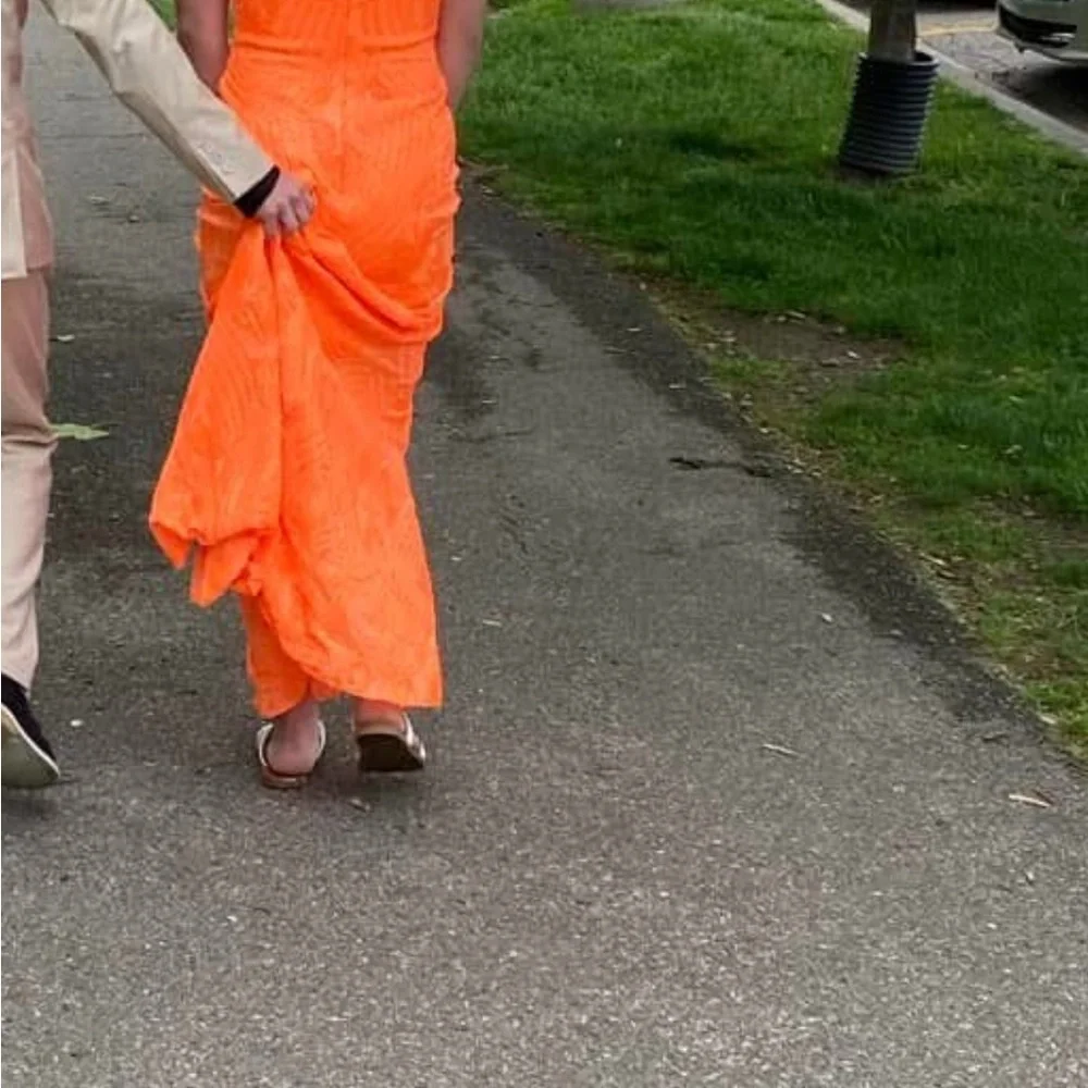 Jovani Orange Strapless Prom Gown - Picture 2 of 4